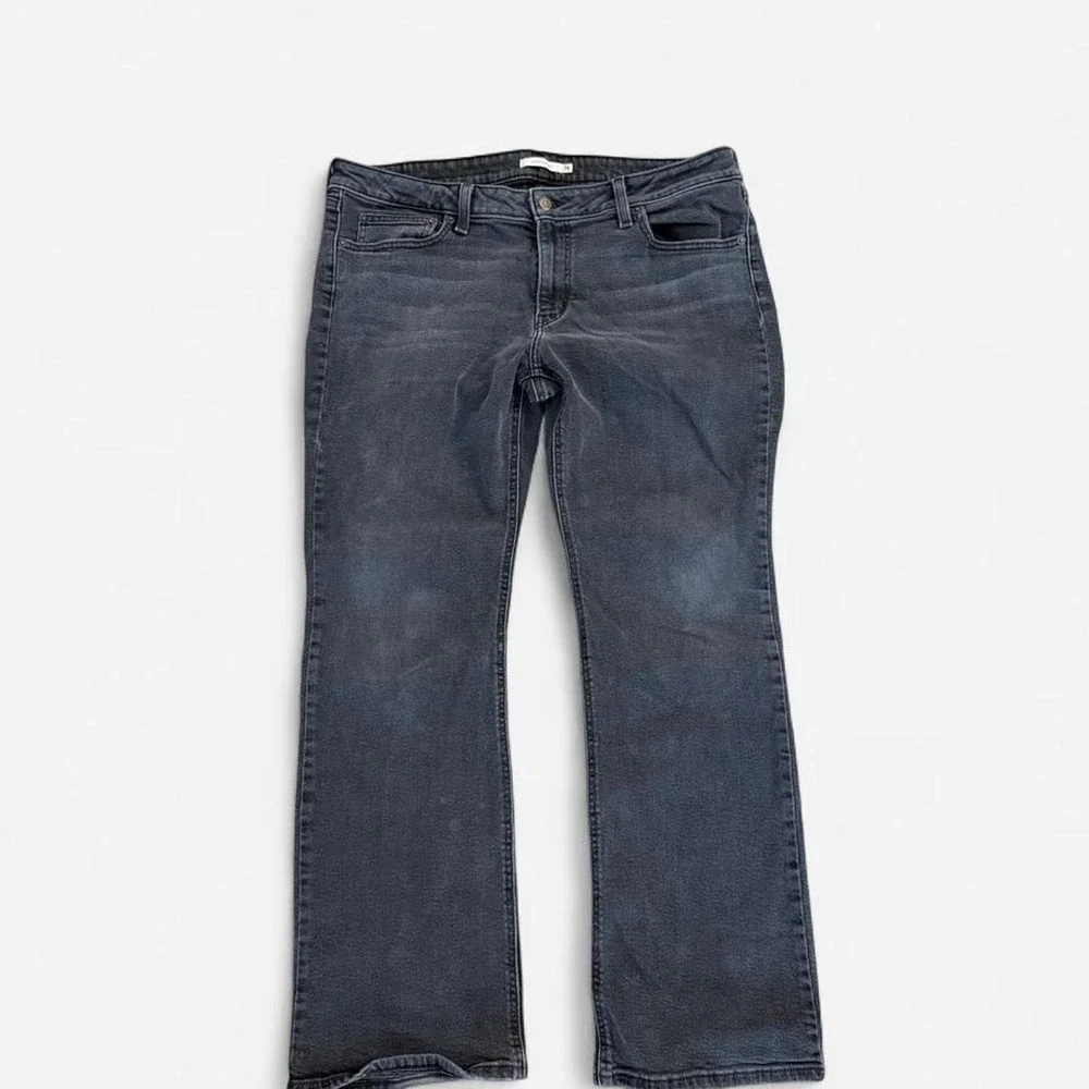 Levis Super Low Boot Dark Wash Distressed Jeans Mens 34x32 Grey Black